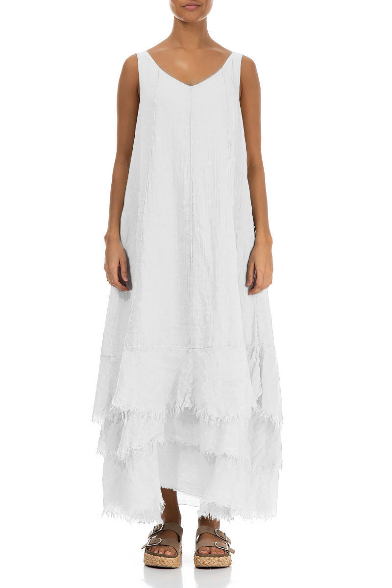 Maxi Pure White Gauze Linen Dress 1