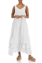 Maxi Pure White Gauze Linen Dress 4