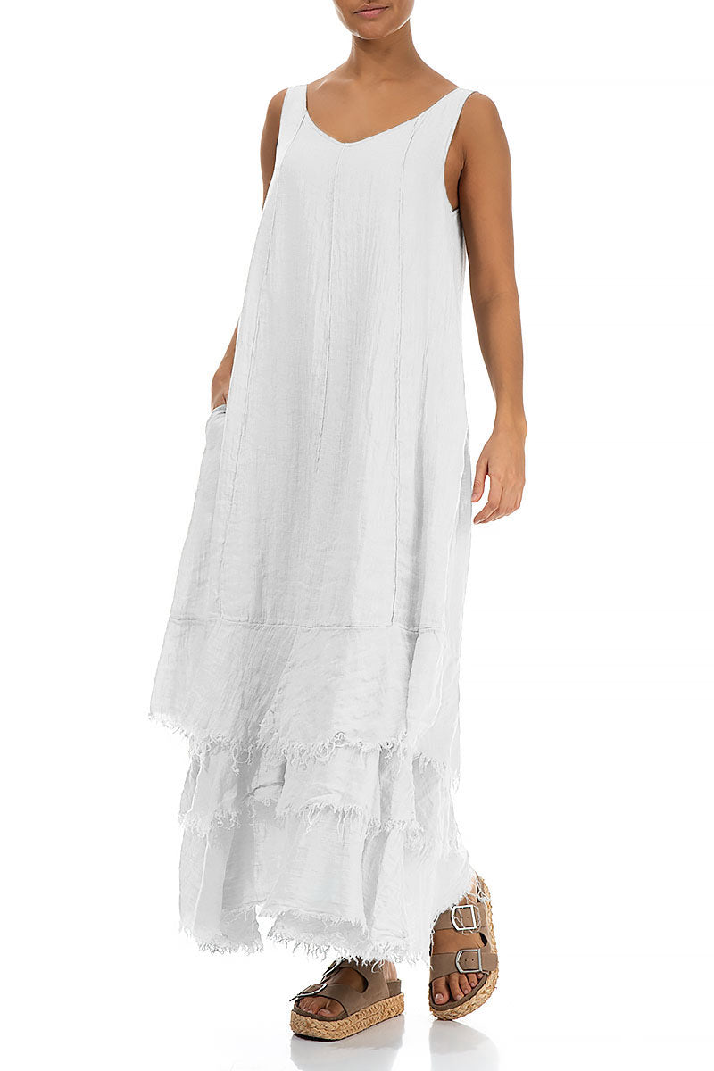 Maxi Pure White Gauze Linen Dress 3