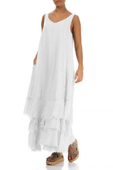 Maxi Pure White Gauze Linen Dress 3