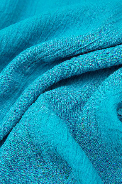 Midi Balloon Bright Turquoise Linen Dress 5