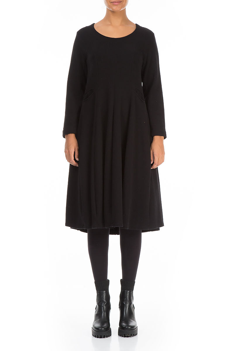 Midi Black Cotton Jersey Dress 1