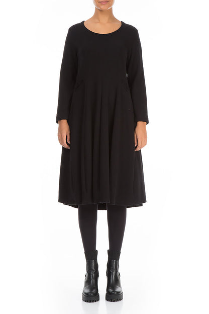 Midi Black Cotton Jersey Dress 1