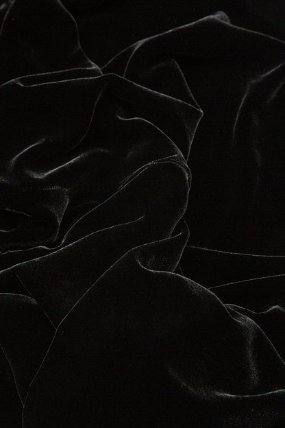 Midi Black Silk Velvet Skirt 5