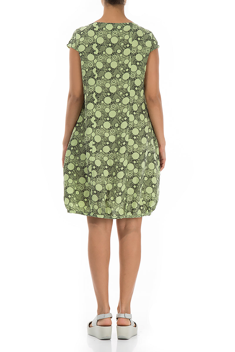 Midi Bubbles Printed Lime Linen Dress 2