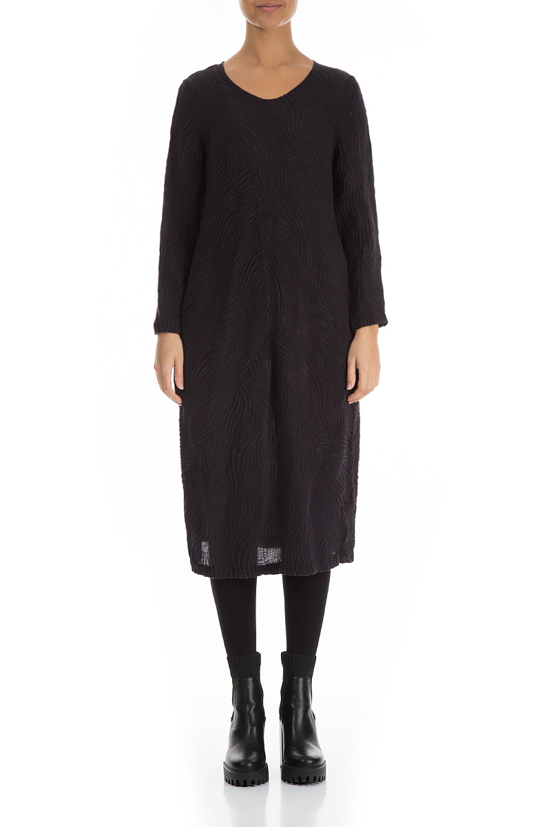 Midi Waves Dark Violet Silk Dress 1