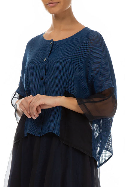 Mixed Media Cobalt Blue Silk Mesh Jacket 3