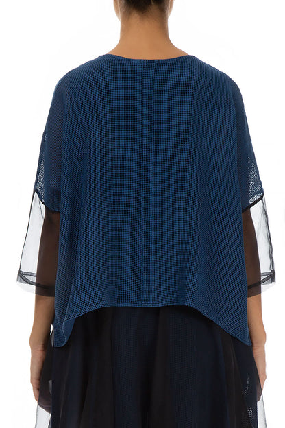 Mixed Media Cobalt Blue Silk Mesh Jacket 2
