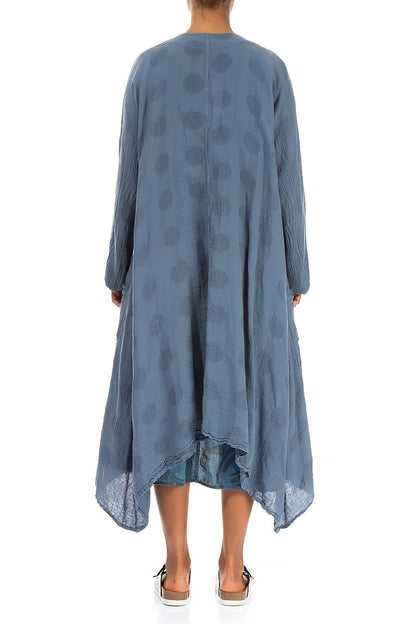 One Button Bubble Pattern Denim Linen Jacket 2