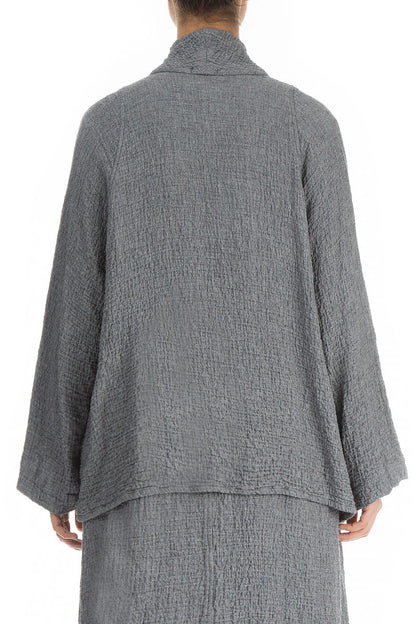 One Button Grey Wool Jacket 2