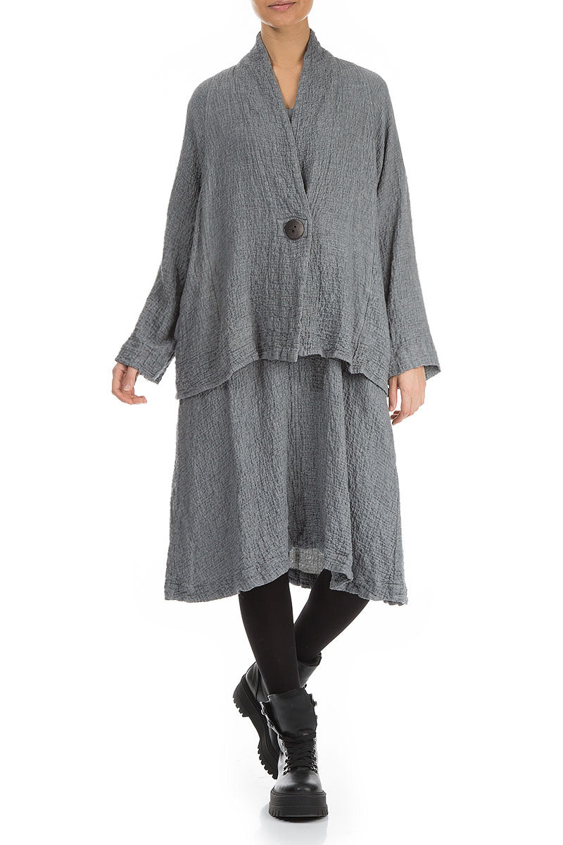 One Button Grey Wool Jacket 4