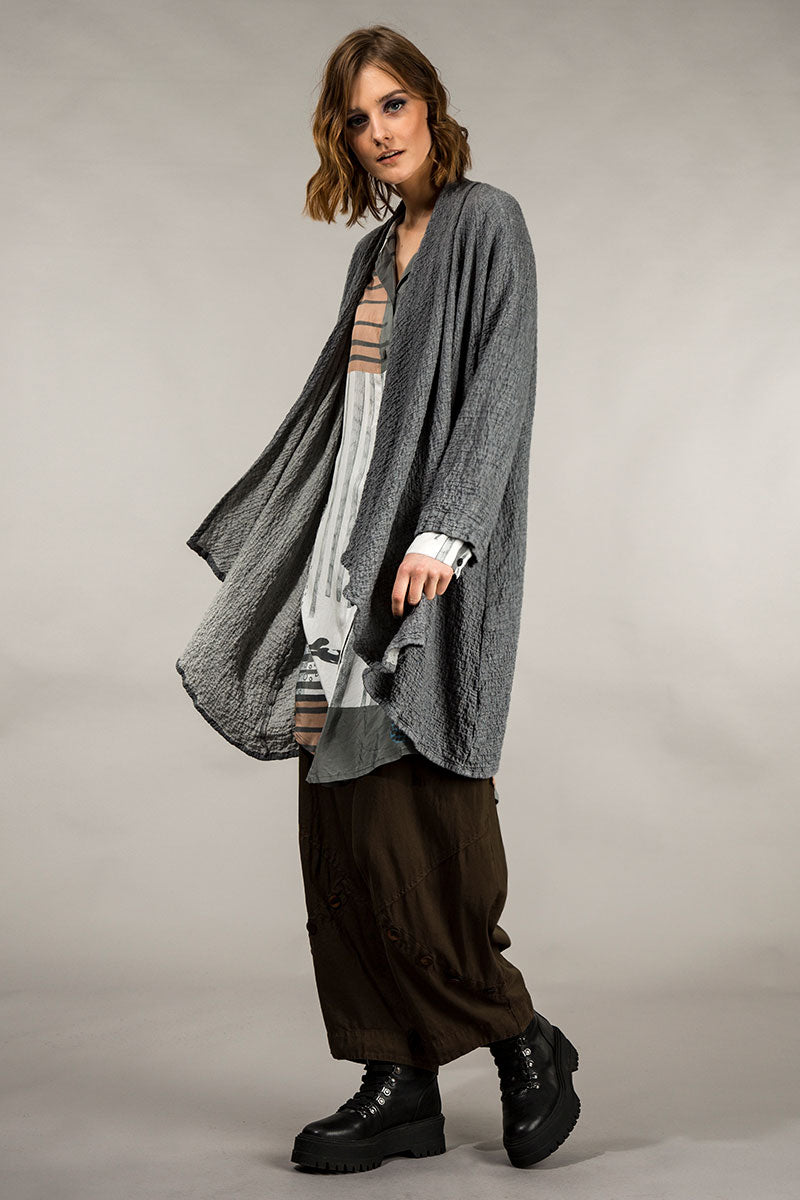 Loose Open Type Grey Wool Jacket 7