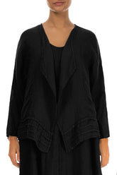Open Black Gauze Linen Jacket 1