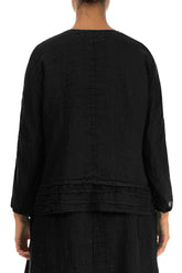Open Black Gauze Linen Jacket 2