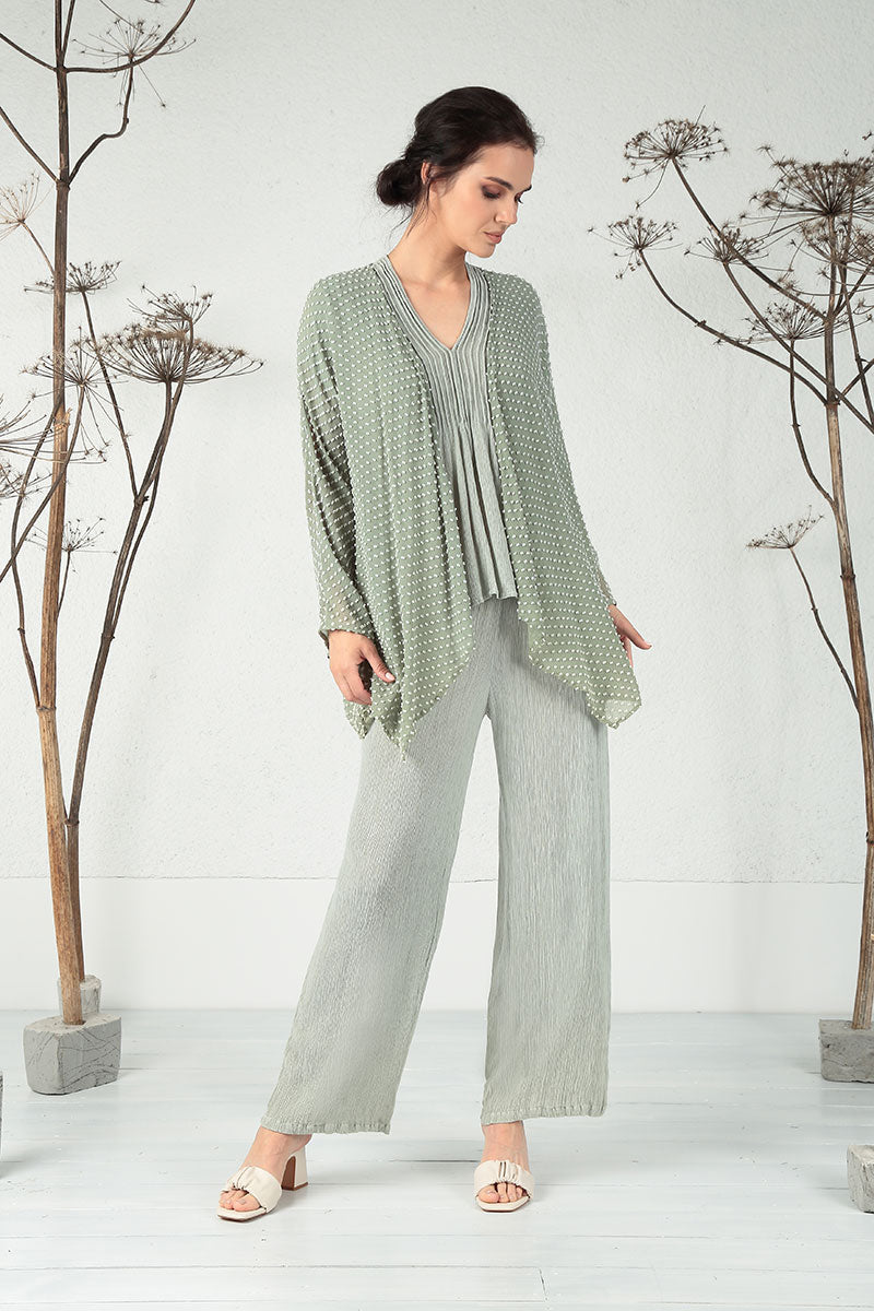 Straight Pistachio Silk Viscose Trousers 6