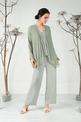 Straight Pistachio Silk Viscose Trousers 6