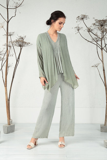 Straight Pistachio Silk Viscose Trousers 6