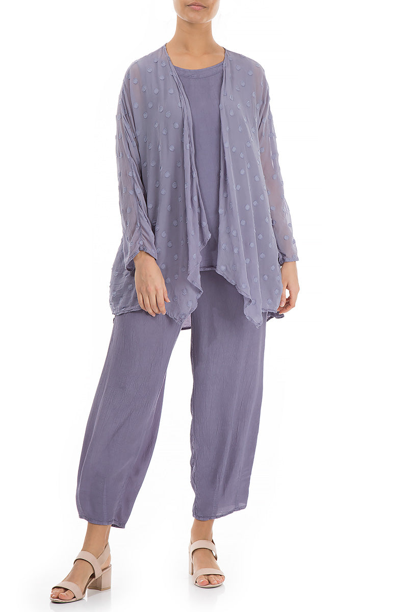 Open Type Lavender Dotty Silk Jacket 5