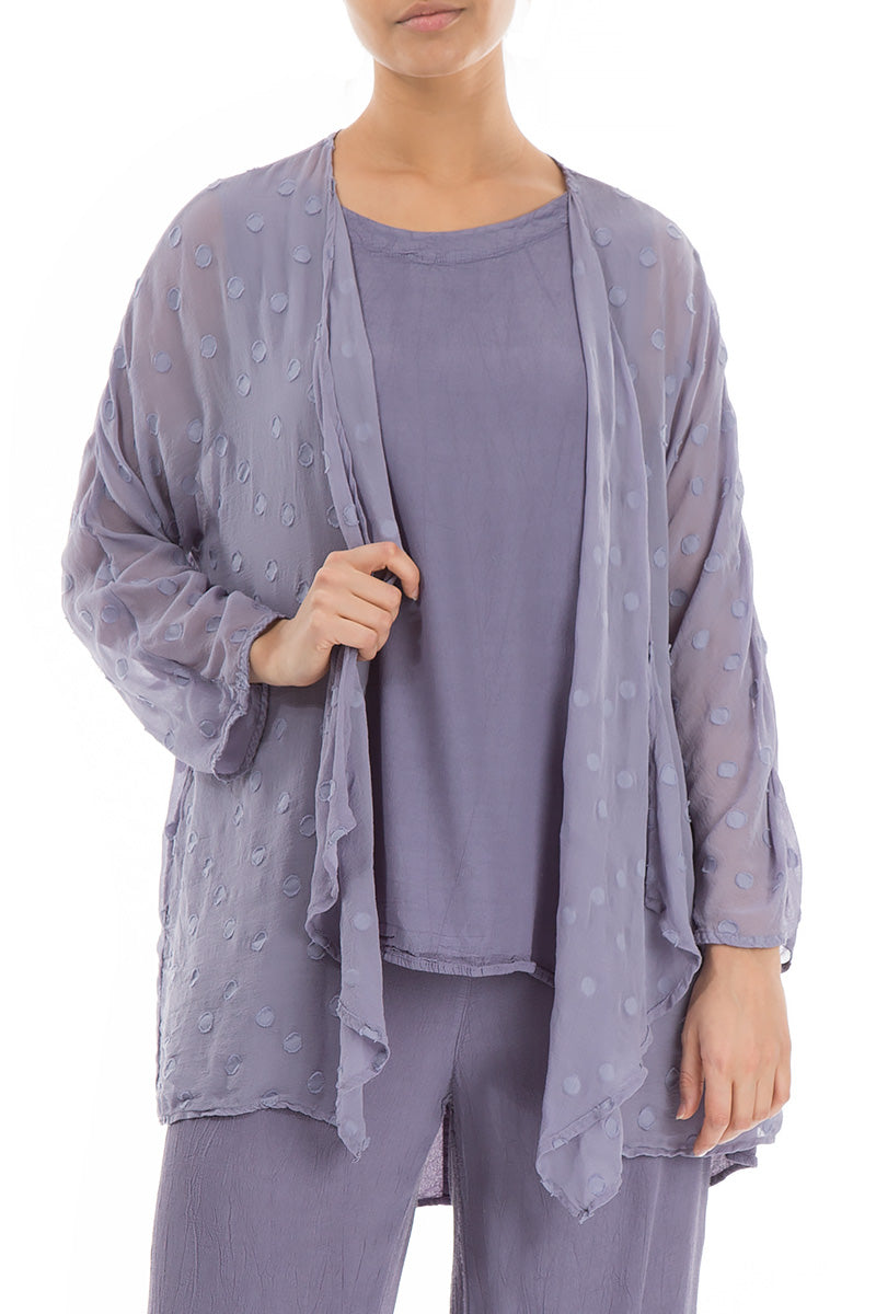 Open Type Lavender Dotty Silk Jacket 3