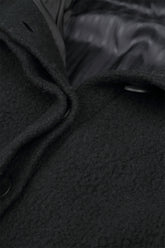 Oversized Black Plush Wool Cotton Light Coat 7