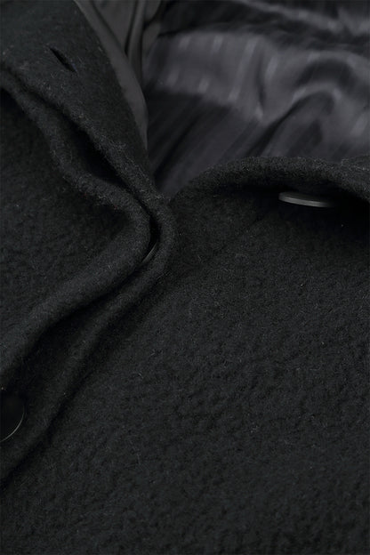 Oversized Black Plush Wool Cotton Light Coat 7