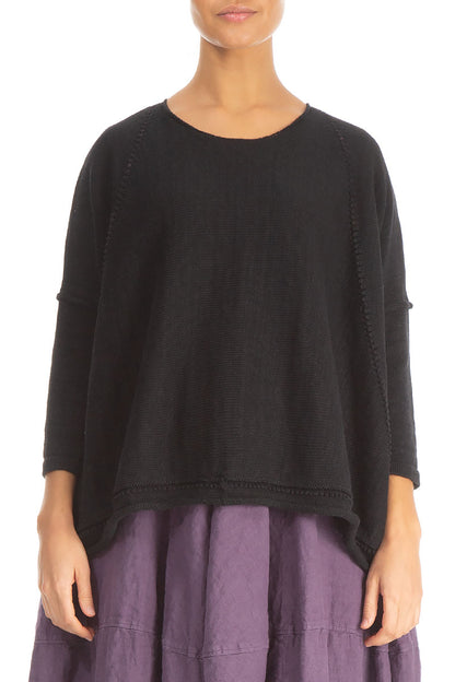 Pinhole Lines Décor Black Linen Jumper 1