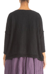 Pinhole Lines Décor Black Linen Jumper 2