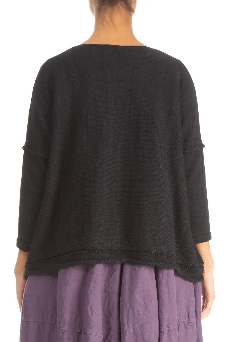 Pinhole Lines Décor Black Linen Jumper 2