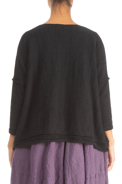 Pinhole Lines Décor Black Linen Jumper 2