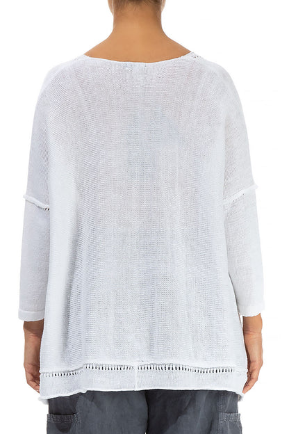 Pinhole Lines Décor White Linen Jumper 2