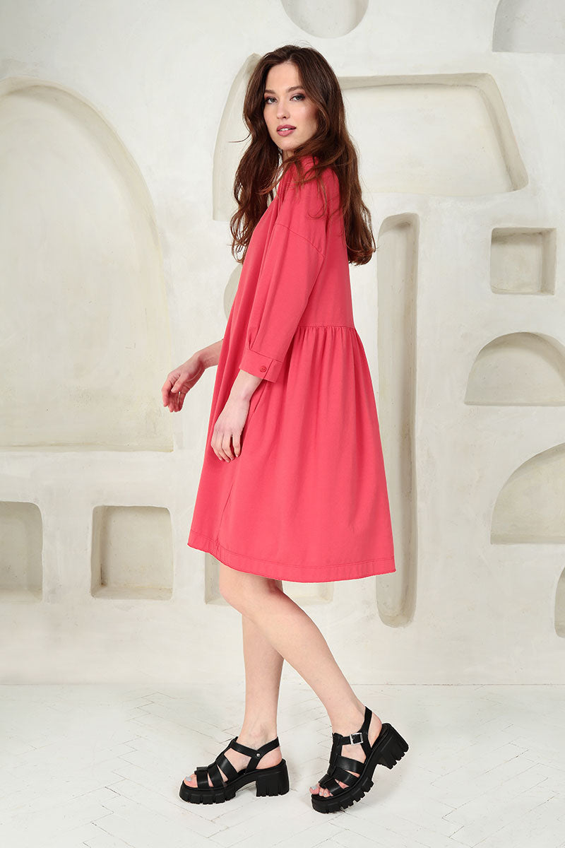 Flared Back Poppy Red Cotton Dress 6