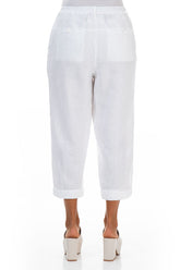 Roll Up White Linen Trousers 2