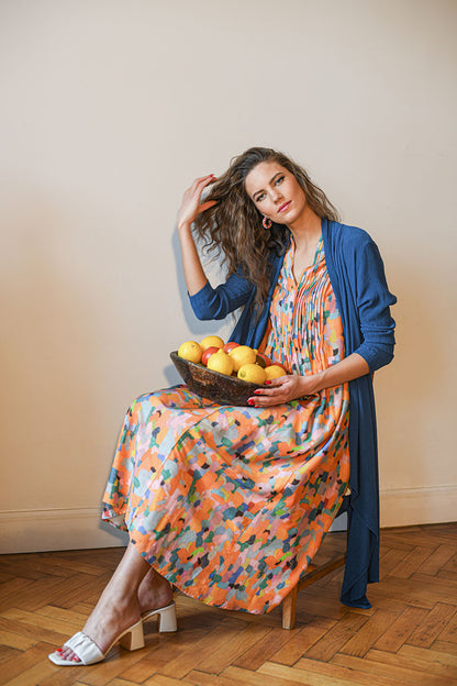 Romantic Orange Burst Silk Bamboo Dress 7
