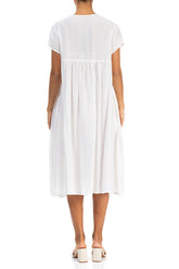 Romantic White Silk Bamboo Midi Dress 2