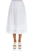 Ruffled Hem White Linen Midi Skirt 1