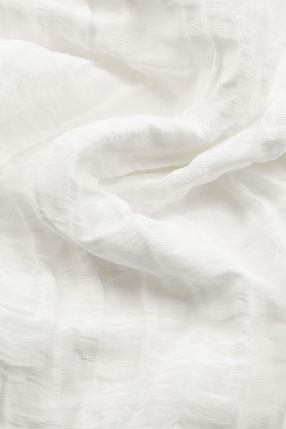 Cowl Neck Crinkled Off White Silk Linen Blouse 5