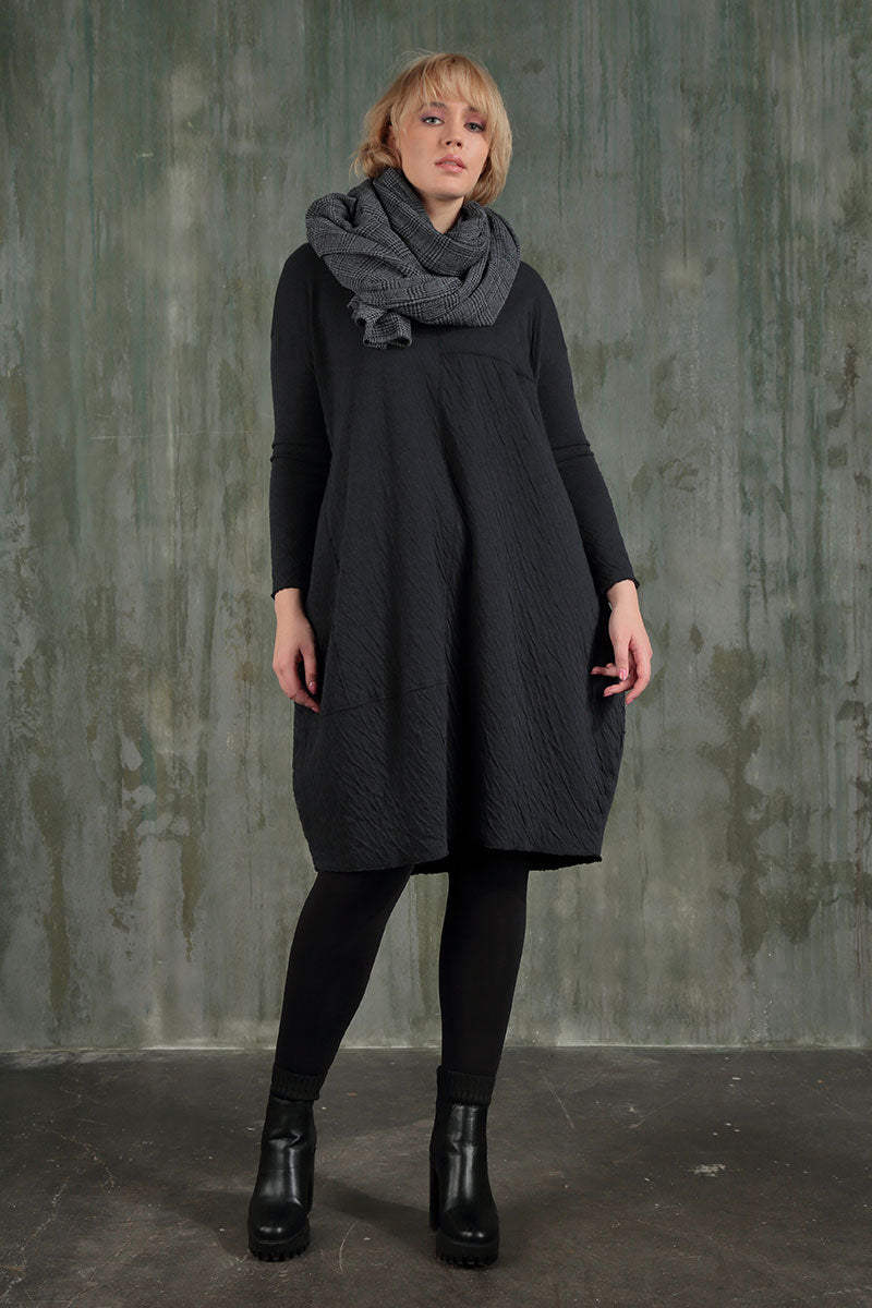 Balloon Grey Wavy Cotton Midi Dress 5