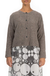 Ribbed Hem Light Brown Wool Cardigan 1