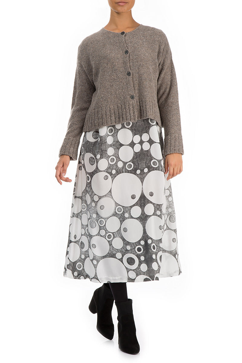 Ribbed Hem Light Brown Wool Cardigan 4