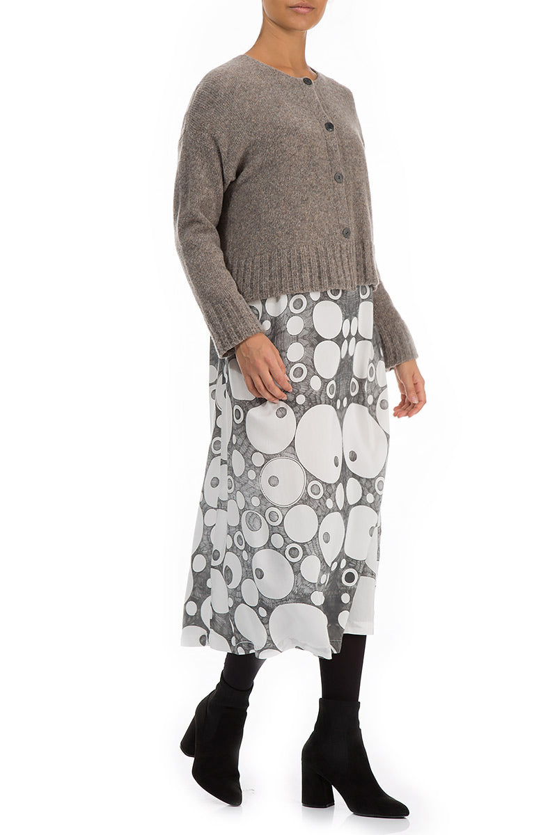 Ribbed Hem Light Brown Wool Cardigan 5