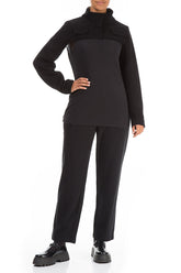 Short Cowl Neck Black Cotton Jersey Jacket 5