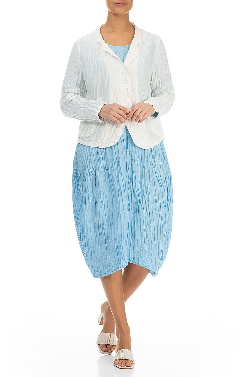 Short Crinkled Off White Silk Jacket 4