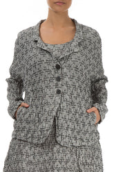 Geometric Texture Grey Linen Jacket 3