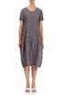 Short Sleeves Balloon Crinkled Amethyst Silk Dress 1