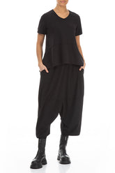 Wide Baggy Black Cotton Trousers 4