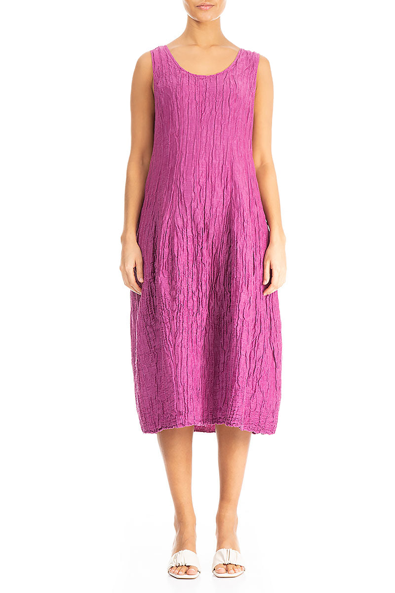 Sleeveless Balloon Crinkled Orchid Silk Dress 1