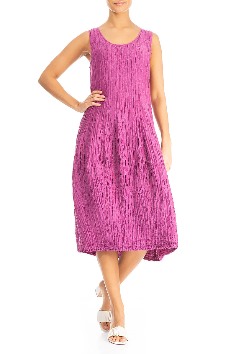 Sleeveless Balloon Crinkled Orchid Silk Dress 4