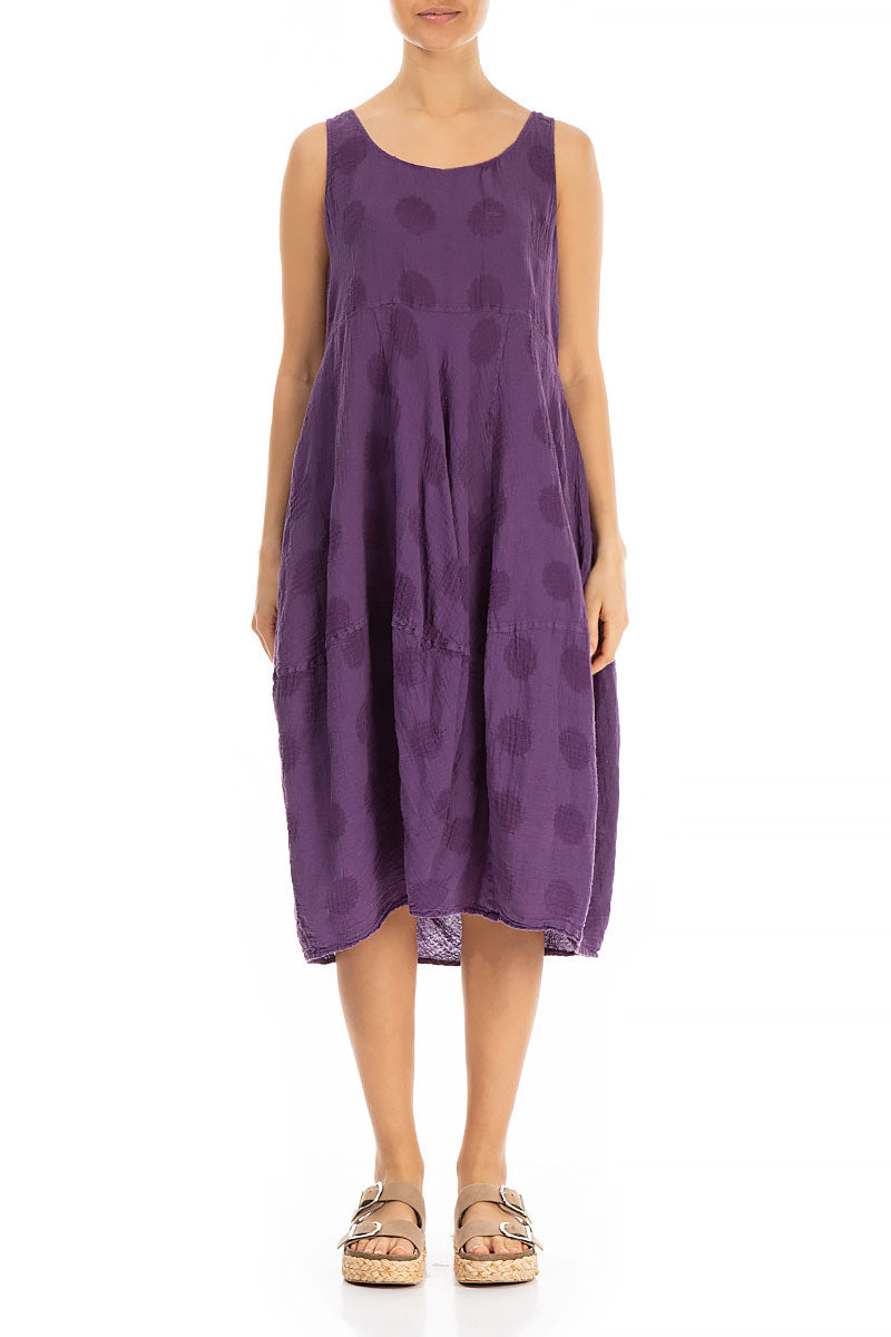 Bubble Pattern Purple Balloon Linen Dress 1