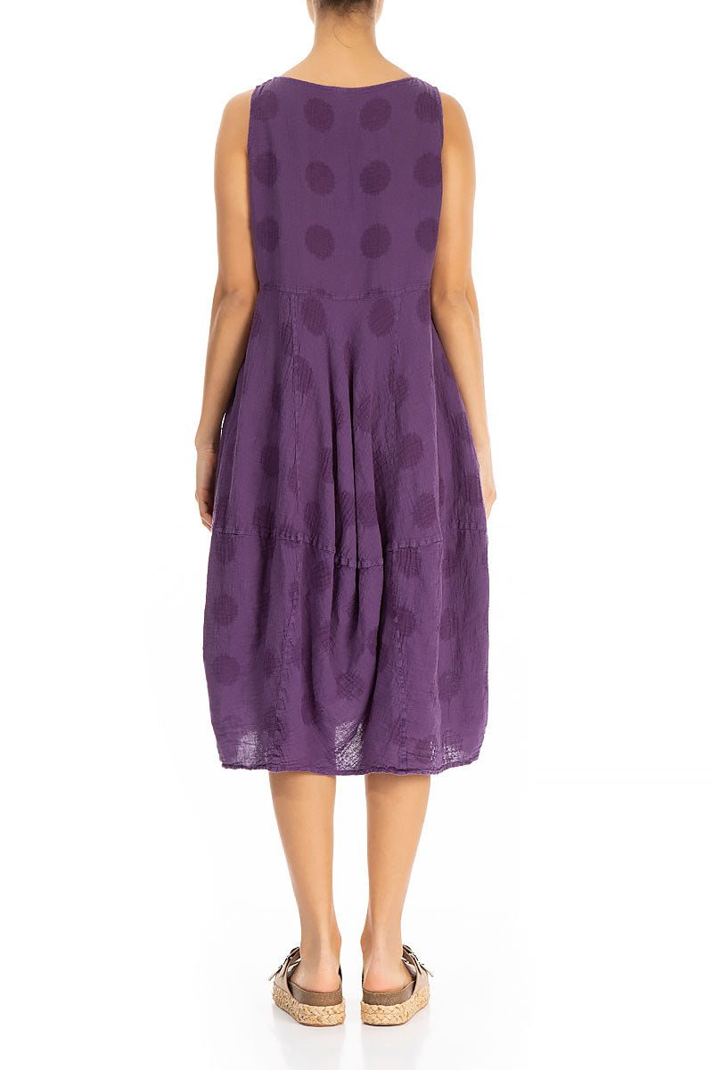 Sleeveless Balloon Purple Linen Dress 2