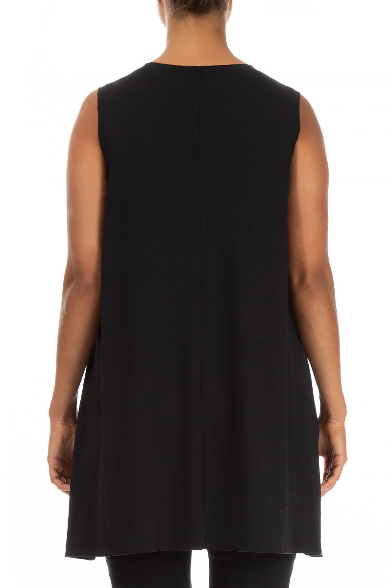Sleeveless Black Cotton Tunic 2